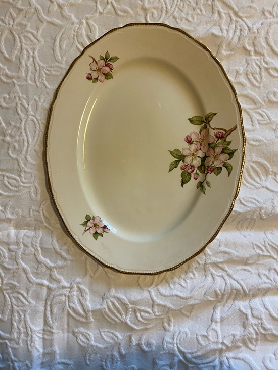Royal Swan Other - Vintage Royal Swan Blossomtime Cream Floral Porcelain Platter 24kt Gold Trim